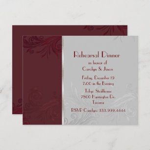 Convite para Janto de ensaio Burgundy Flourish