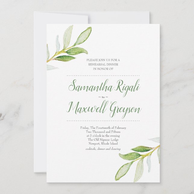 Convite para Janto de ensaio de casamento (Frente)