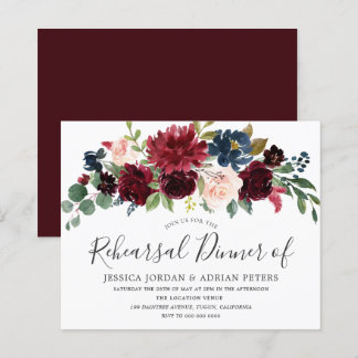 Convite para Janto de Ensaio de Casamento Burgundy