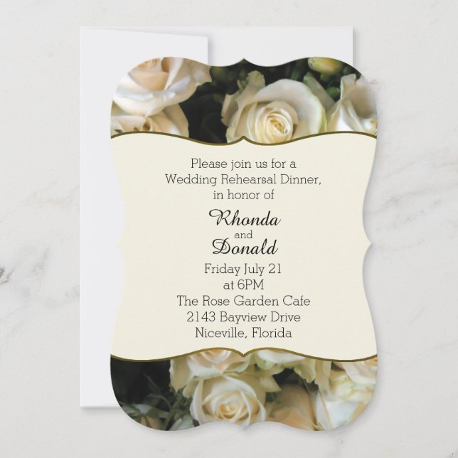 Convite para Janto de ensaio de casamento de Rosas (Frente)