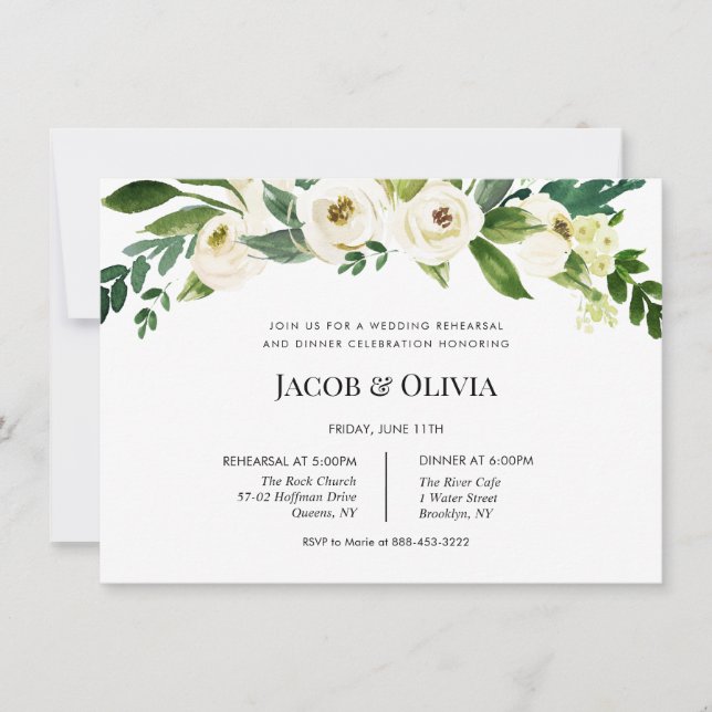 Convite para Janto de Ensaio de Casamento Floral B (Frente)