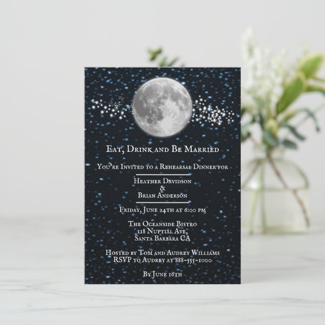 Convite para Janto de Ensaio de Casamento Lunar (Em pé/Frente)