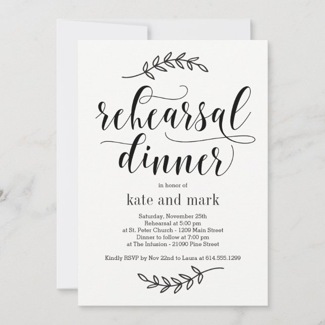 Convite para Janto de Ensaio de Elegância Rústica (Frente)