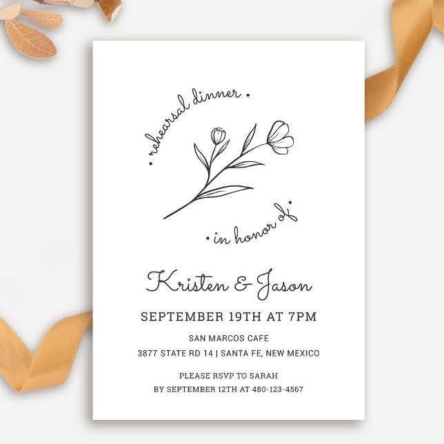 Convite para Janto de ensaio de flores selvagens (Wildflower Rehearsal Dinner Invitation by Fiesta Valley Print)
