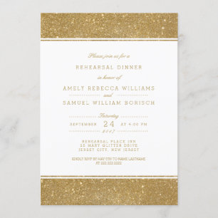 Convite para Janto de Ensaio de Glitter Dourado Na