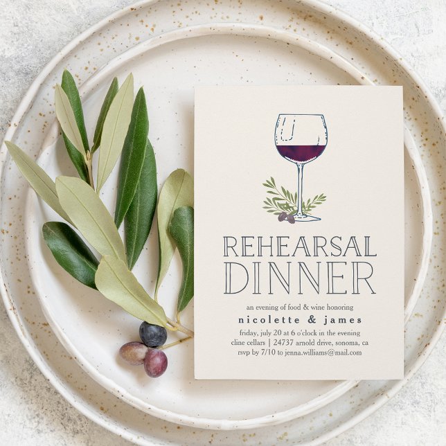 Convite para Janto de ensaio de Provandos de vinho (Wine theme rehearsal dinner invitations)