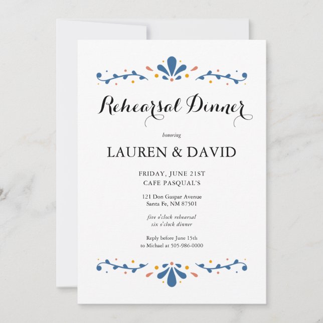 Convite para Janto de ensaio de Talavera mexicana (Frente)