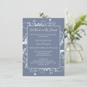 Convite para Janto de ensaio Dusty Blue Flourish