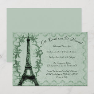 Convite para Janto de ensaio em torre Eiffel verde