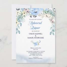 Convite para Janto de Ensaio Floral de Azul-Aquare