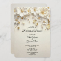 Convite para Janto de Ensaio Floral de Ivory White
