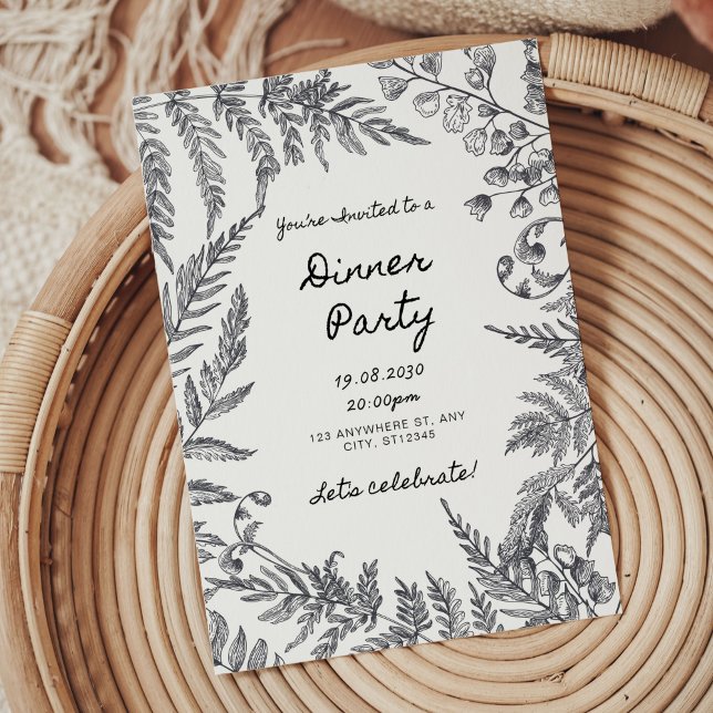 Convite para Janto de ensaio preto e branco modern (Rehearsal dinner invitations, black white rehearsal dinner invitation)