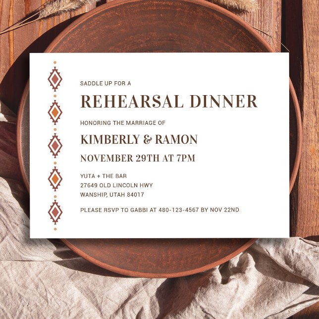 Convite para Janto de ensaio russo ocidental (Rustic Western Rehearsal Dinner Invitation)