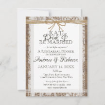 Convite para Janto de ensaio Rústico Lace e Burlap