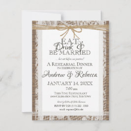 Convite para Janto de ensaio Rústico Lace e Burlap