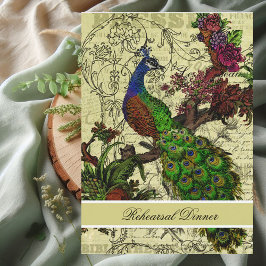 Convite para Janto de ensaio Vintage Peacock