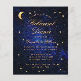 Convite para Janto de Estrelas Douradas Azuis de O