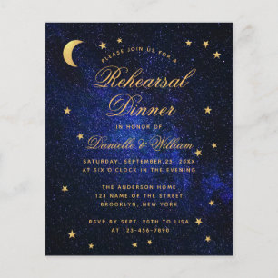 Convite para Janto de Estrelas Douradas Azuis de O