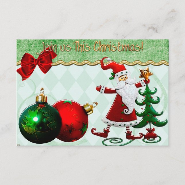 Convite para Janto de Natal Clássico de Whimsey (Frente)