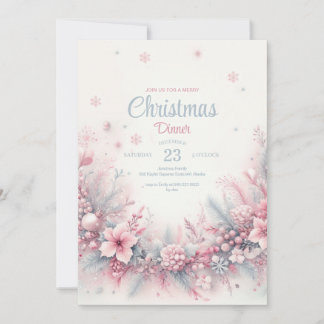 Convite para Janto Natal Pink Watercolor