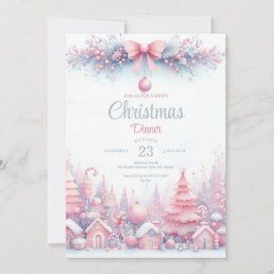 Convite para Janto Natal Pink Watercolor