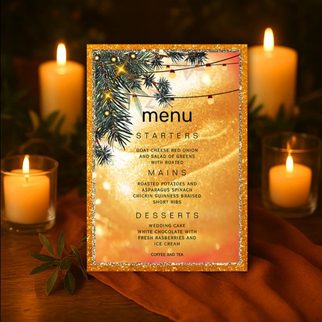 Convite para Janto Rustic Amber (Rustic Amber Lights Wedding Invitation #warmweddingtheme #cozyweddingdécor #natureinspiredwedding)