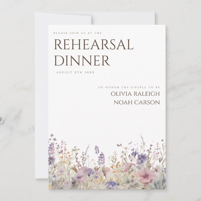 Convite para Janto Simples de Boho Wildflower (Frente)