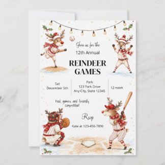 Convite para Jogos de Rena Festivos, Natal em Famí