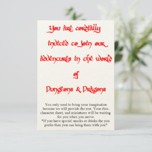 Convite para jogos Dungeons & Dragon 2