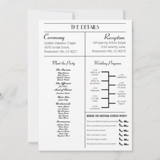 Convite para Jornais de Casamento com Programa