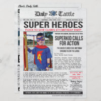 Convite para jornal de super-heróis - 6,5 x 8,75