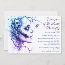 Convite para Lady Halloween - Borboleta e Caveira