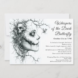 Convite para Lady Halloween - Borboleta e Caveira