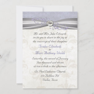 Convite para lavanda Damask & Heart Weding