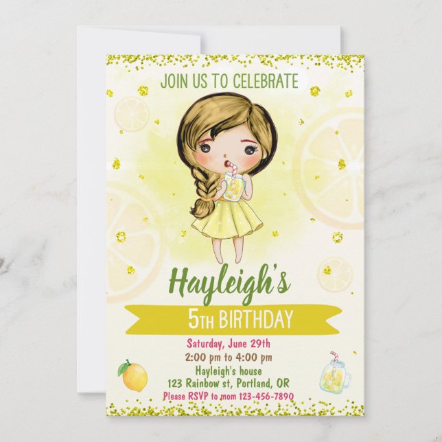 Convite para Lemon Citrus aniversário Lemonade (Frente)