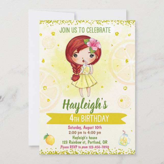 Convite para Lemon Convite para apresentação de li (Frente)