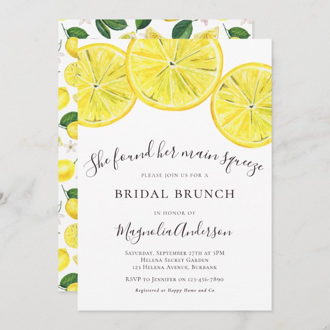 Convite para Lemons Bridal Brunch (Frente/Verso)