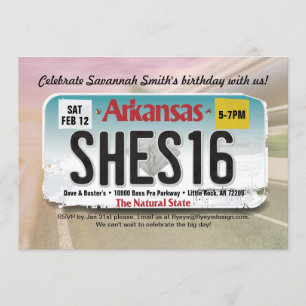 Convite para Licença de Arkansas de 16 de aniversá