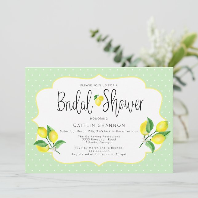 Convite para Limão de Citros chás de panela (Em pé/Frente)