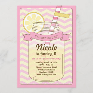 Convite para limonada cor-de-rosa/Convite para lim