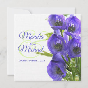 Convite para linhagem de casamento de flores azuis