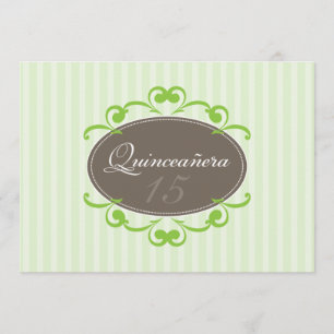 Convite para listras quiceanera (maçã verde)