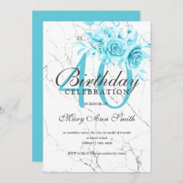 Convite para Marble do Partido Teal Floral anivers