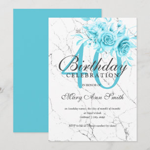 Convite para Marble do Partido Teal Floral anivers