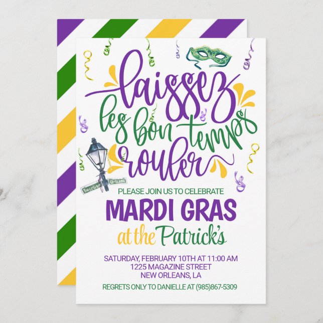 Convite para Mardi Gras (Frente/Verso)