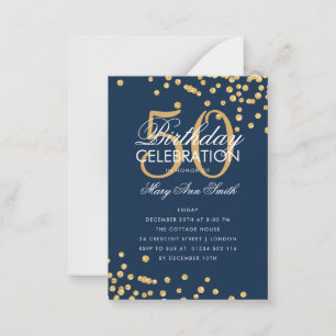 Convite para Marinho Dourado Confetti de Aniversár