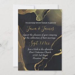 convite para mármore preto e Dourado