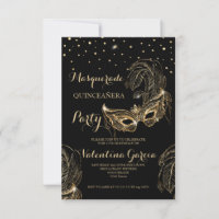 convite para máscara de quinceanera mascarada glit
