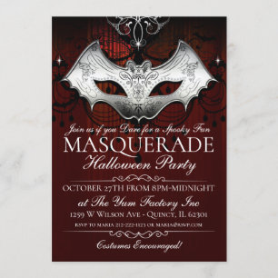 Convite para Mascarada da Festa de Máscara do Bat