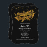 Convite para Mascarada de máscara Dourada Doce 16<br><div class="desc">Doce 16 Bola de Mascarada Dourada e Convite Preto</div>